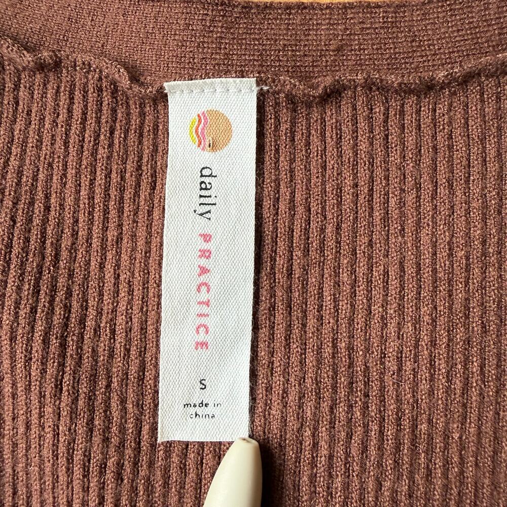 Anthropologie Daily Practice Brown Sleeveless V-Neck Ribbed Knit Maxi Dress Sz S - Picture 3 of 15
